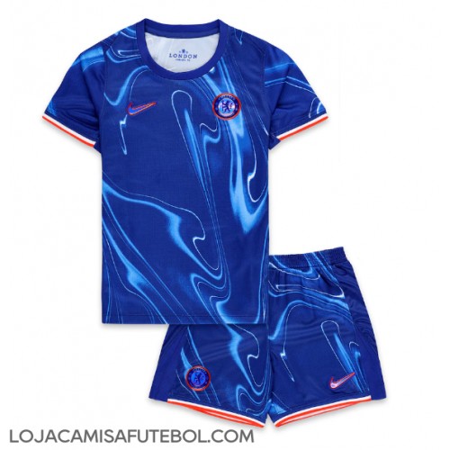 Camisa de Futebol Chelsea Equipamento Principal Infantil 2024-25 Manga Curta (+ Calças curtas)